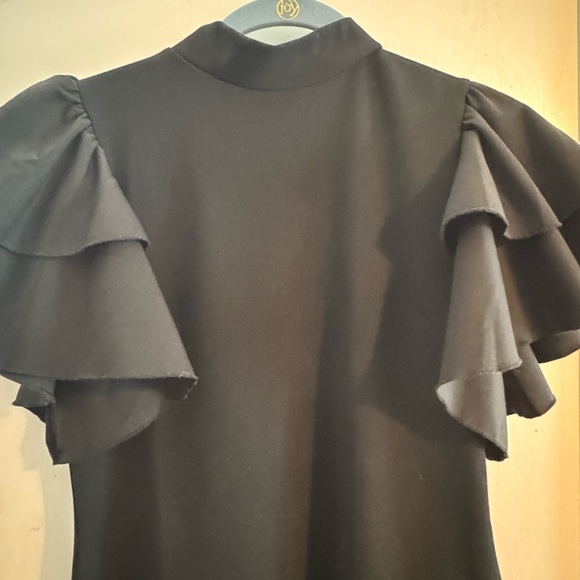 SHEIN Elegant Black Ruffle Sleeve Mini Dress - Picture 4 of 9